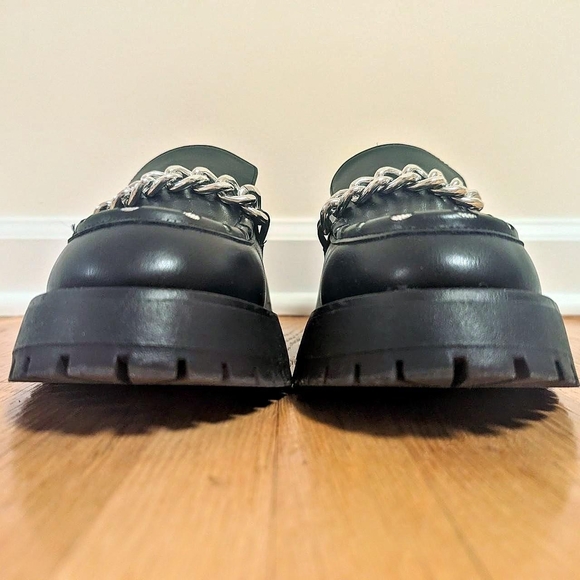 ASOS Black Loafers with Silver Chain Detail - Picture 5 of 8